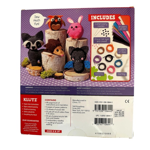 Klutz Sew Mini Animals Craft Kit More Than 12 Animal Plushies to Stitch Stuff - Picture 3 of 4